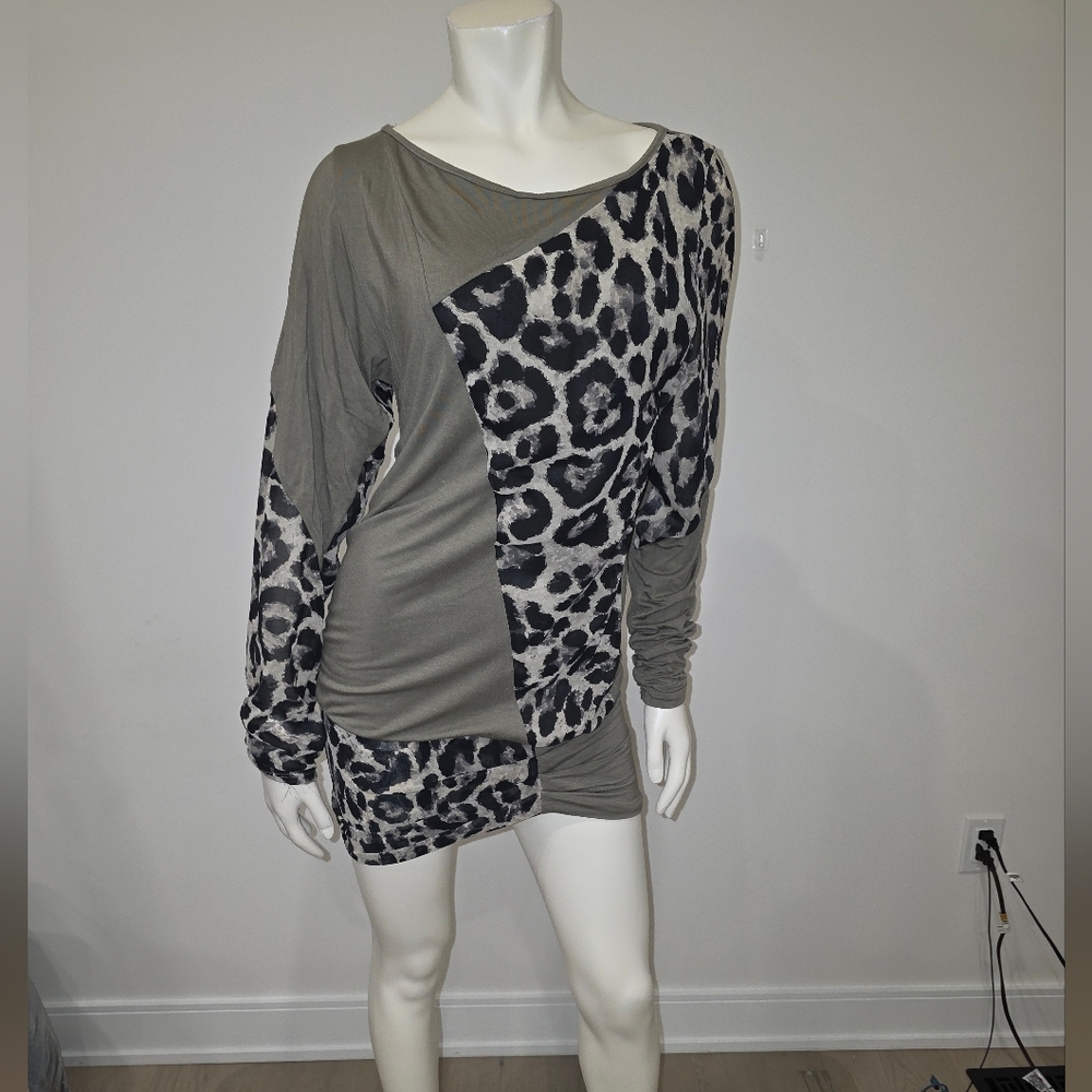 GUARAPO animal print Colorblock  mini dress M